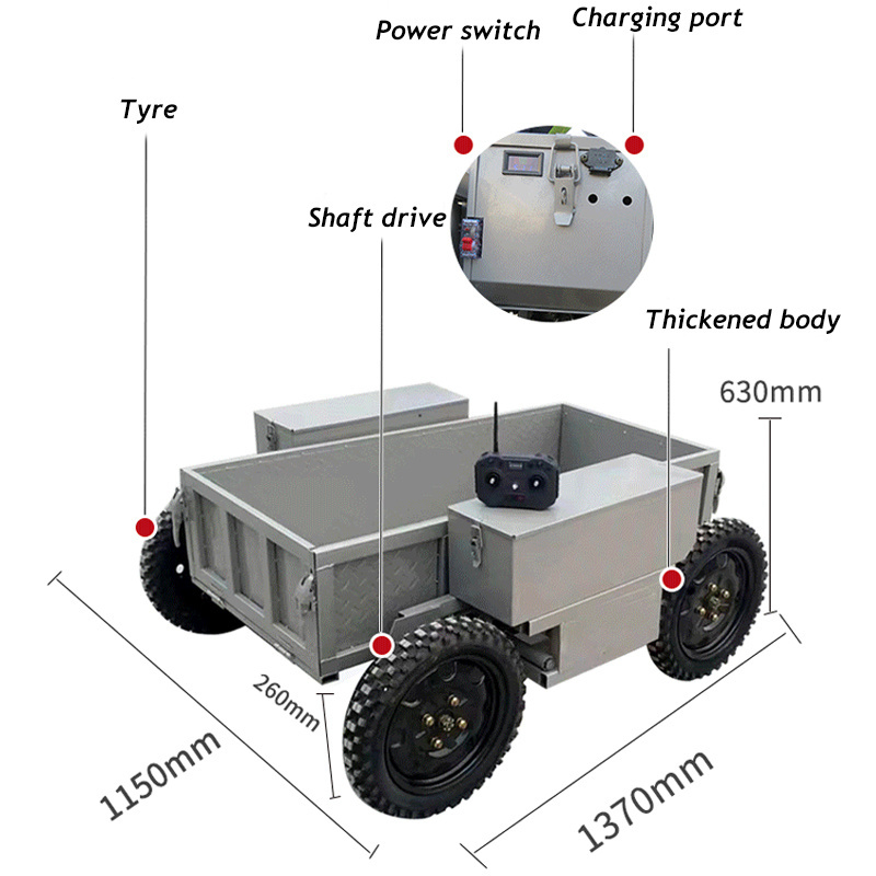 Wholesale Four wheel drive 500 kg Agricultural Orchard remote control All terrain Mountain carrier Transport Climbing Vehicle