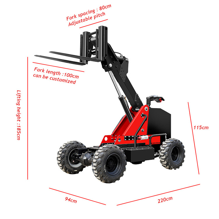 Factory direct sales load 800kg outdoor mini electric portable all-terrain off-road forklift