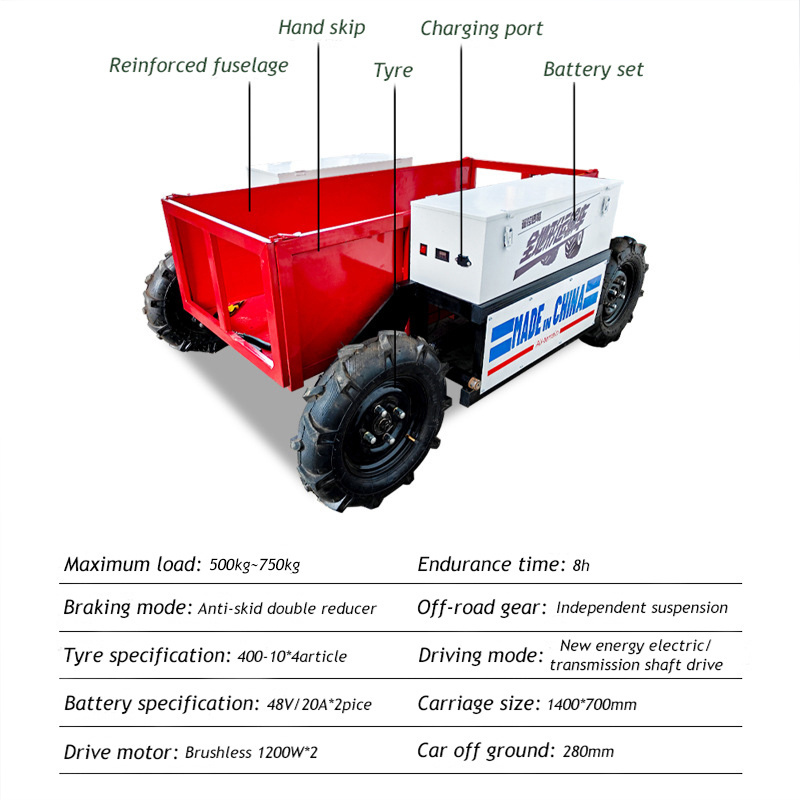 Wholesale Four wheel drive 500 kg Agricultural Orchard remote control All terrain Mountain carrier Transport Climbing Vehicle