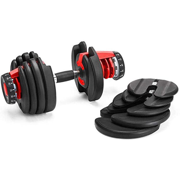 High quality safe antiskid Free adjustment Gym Workout Quick Lock 24kg/52.5lb Fitness Equipment set Weights adjustable dumbbells