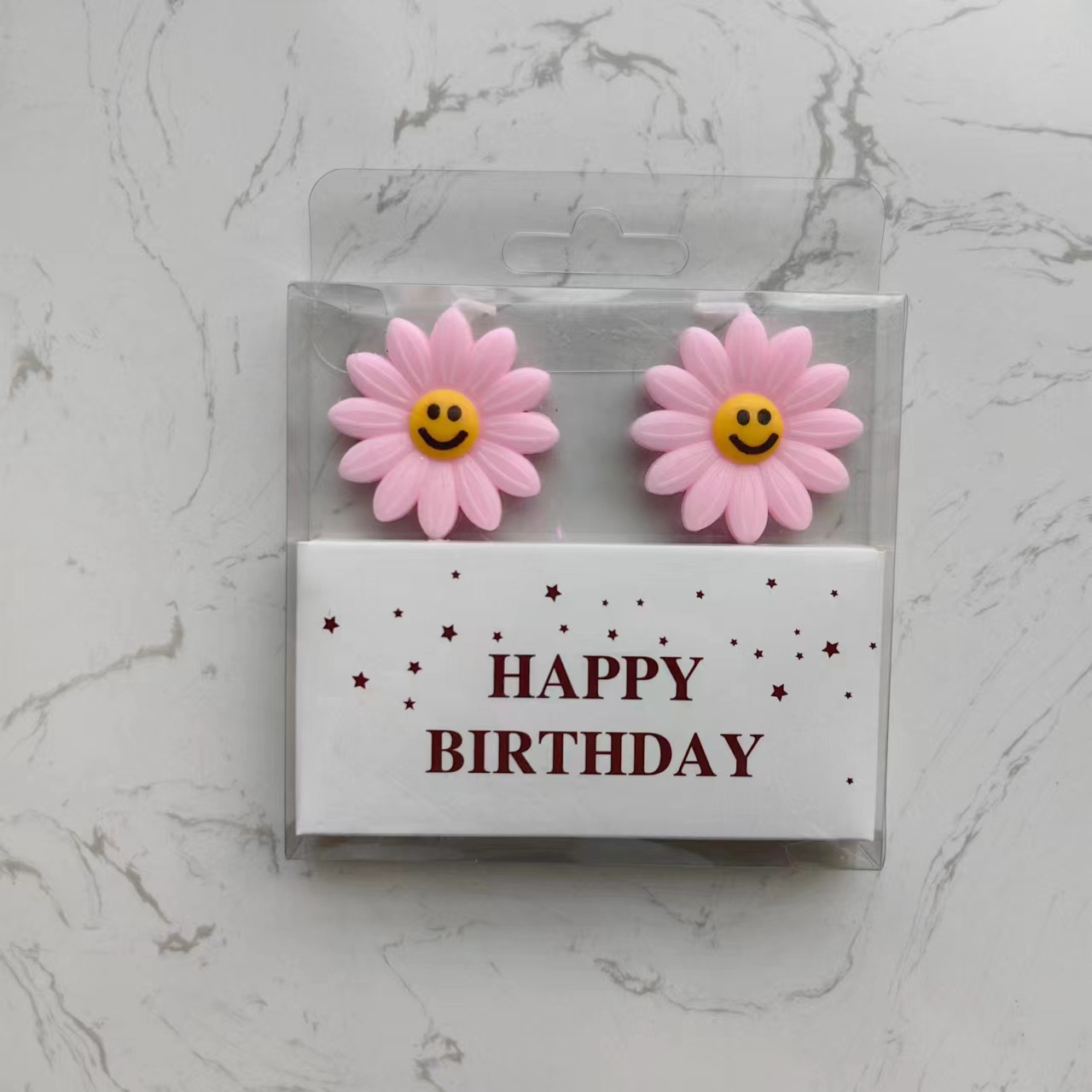 Hot sale Pastel-Color Little Daisy Candle Birthday Candles Multiple styles Smiling Face Cartoon Candles