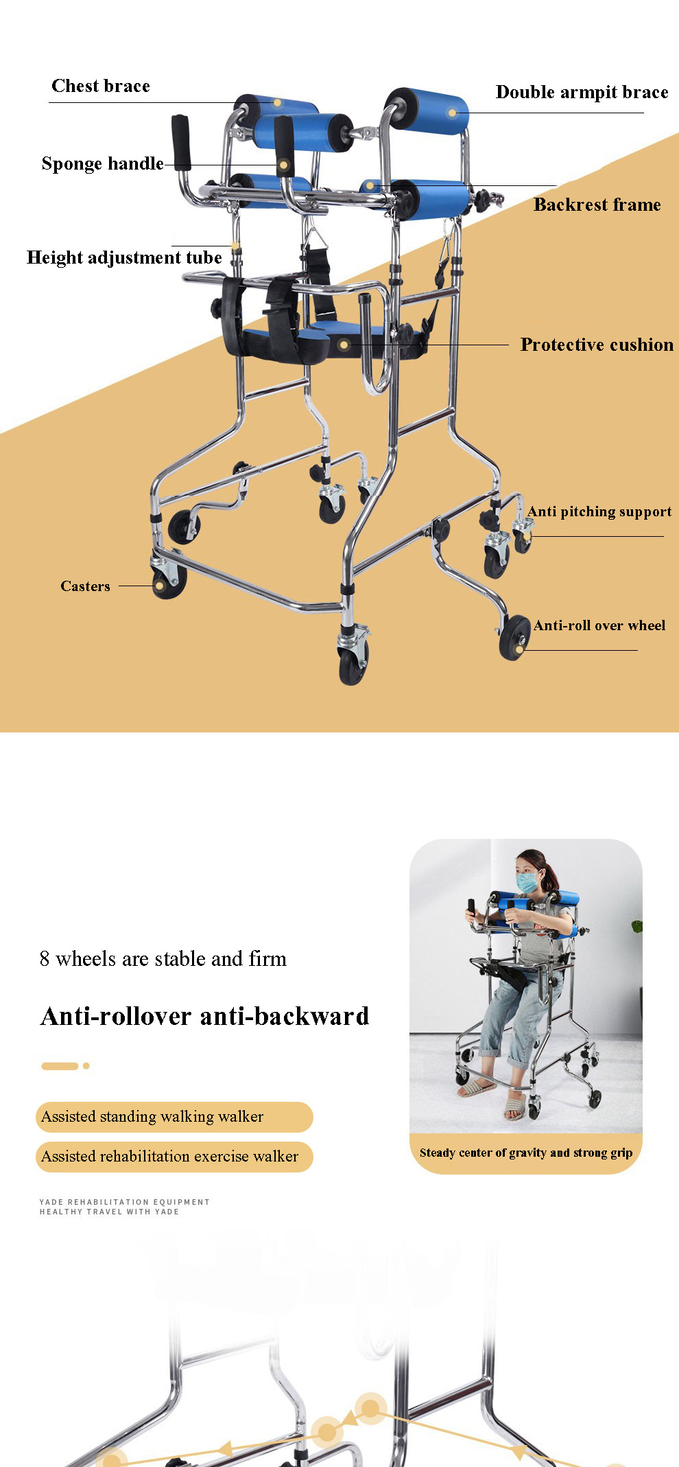 Walker for disabled patient in hospital with lower limb paralyzed adult ...
