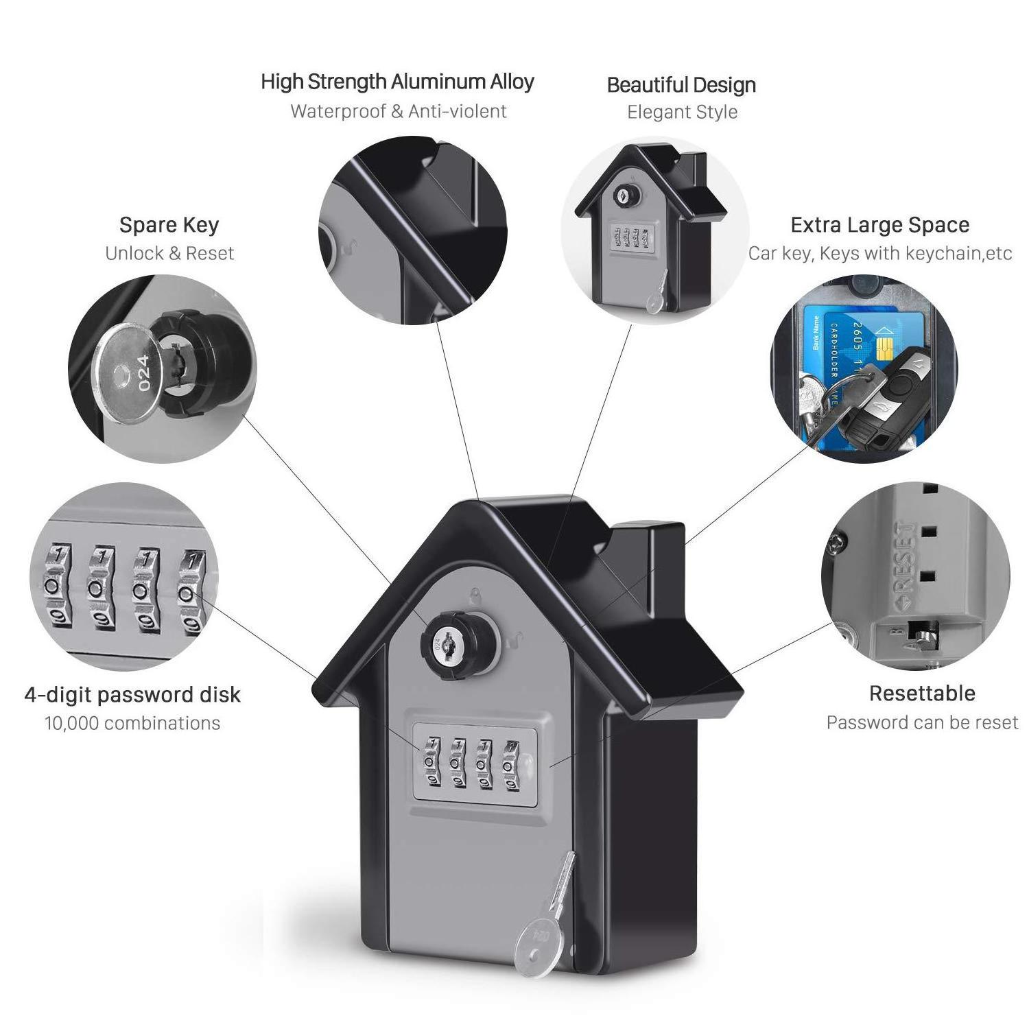 Smart Key Box Waterproof key chain box Outside Key Safe Storage Lock Box