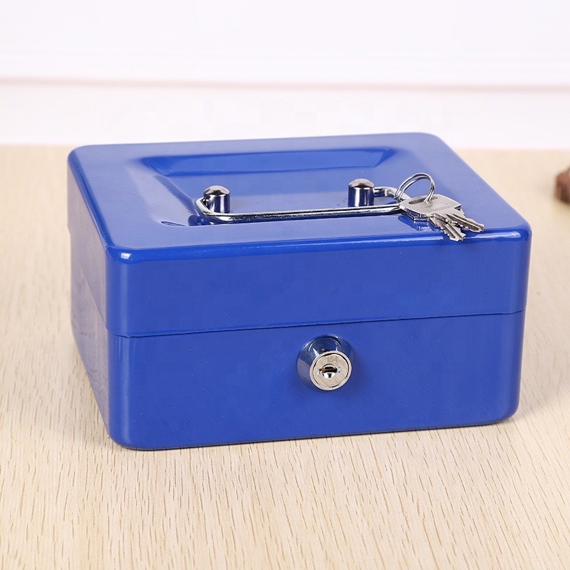 China Factory Supply Safety Products Custom Lightweight Portable Metal Money Cash Box With Key Lock