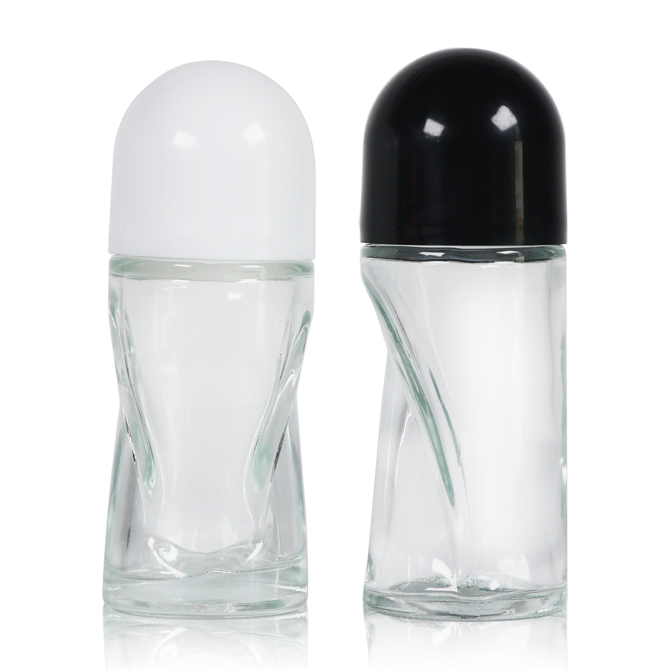 Refillable Empty Clear 30ml 50ml Glass Deodorant Roll-on Bottle Frosted Roller Ball For Fragrance