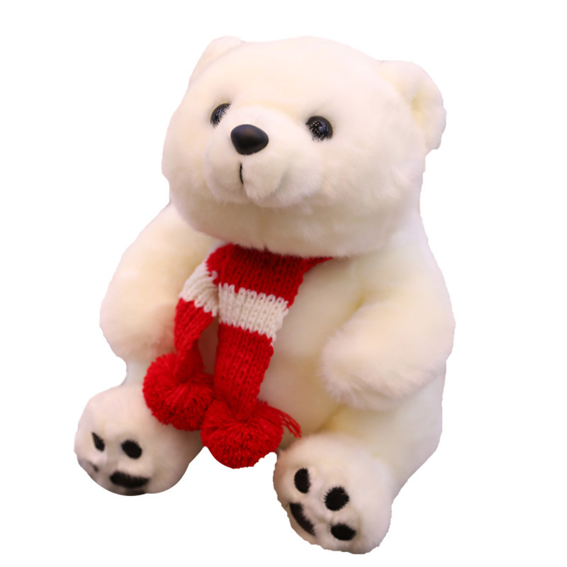 wholesale polar bear toys with scarf polar bear stuffed toy doll customized polar bear plush toy