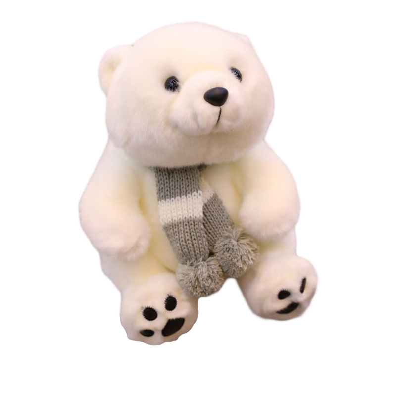 wholesale polar bear toys with scarf polar bear stuffed toy doll customized polar bear plush toy