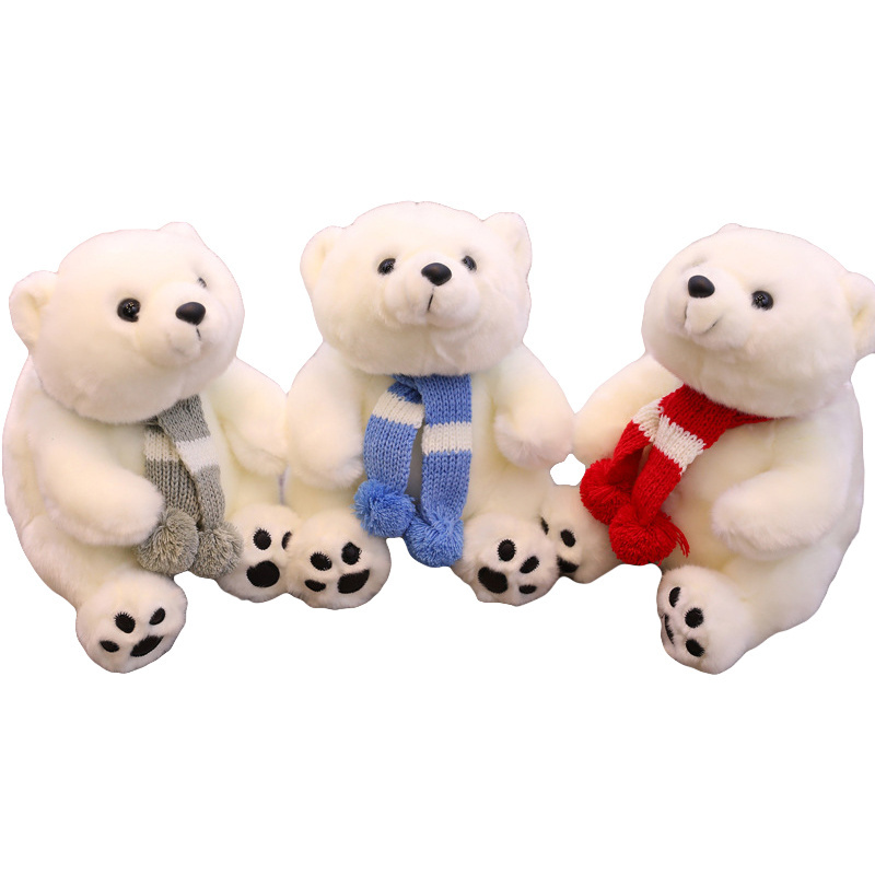 Stuffed Polar Bear with Scarf Plush Toy Wholesale Plush Polar Bear Toy for Gifts Custom Scarf Polar Bear Stuffed Plush Toy