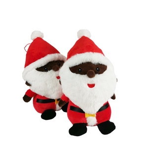 Christmas Black Santa Claus Plushie Decoration Wholesale African Black Santa Claus Stuffed Toy Soft Fabric Santa Plush Toy