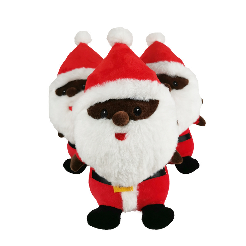 Christmas Black Santa Claus Plushie Decoration Wholesale African Black Santa Claus Stuffed Toy Soft Fabric Santa Plush Toy