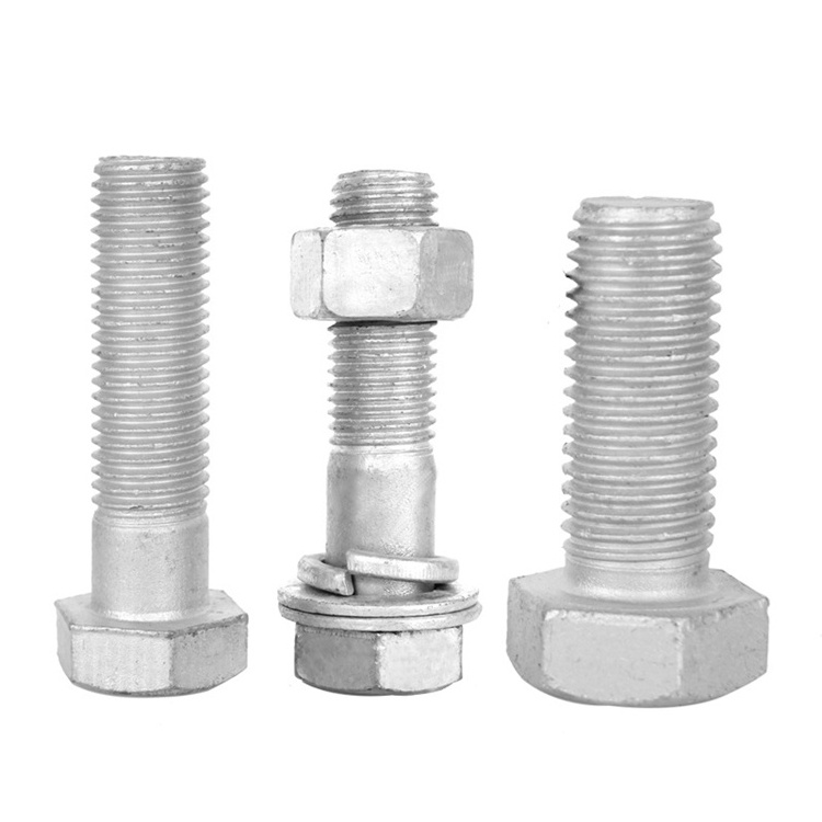 M8 M10 M12 M16 M18 M20 M22 M24 M27 M30-M64 DIN 933 931 4.8 8.8 Class Full Thread Hot Dip Galvanized Hex Bolts with Nuts Washers