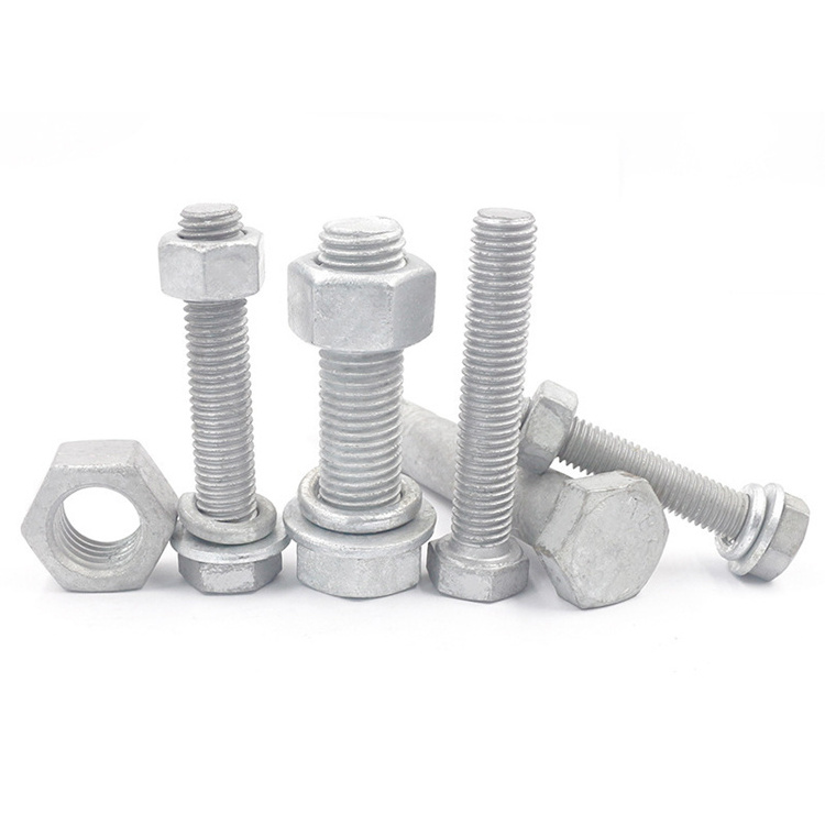 M8 M10 M12 M16 M18 M20 M22 M24 M27 M30-M64 DIN 933 931 4.8 8.8 Class Full Thread Hot Dip Galvanized Hex Bolts with Nuts Washers