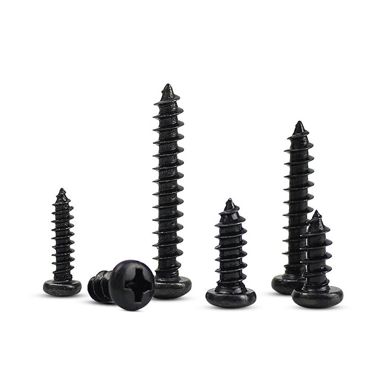 M1.6 M1.7 M1.8 M2 M2.3 M2.5 M2.6 M3 M3.5 M4 Micro Black Steel Phillips Round Pan Head Self Tapping Screw Sheet Metal Wood Screw