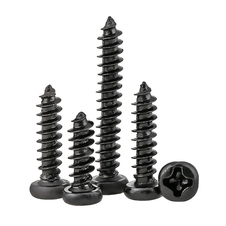 M1.6 M1.7 M1.8 M2 M2.3 M2.5 M2.6 M3 M3.5 M4 Micro Black Steel Phillips Round Pan Head Self Tapping Screw Sheet Metal Wood Screw