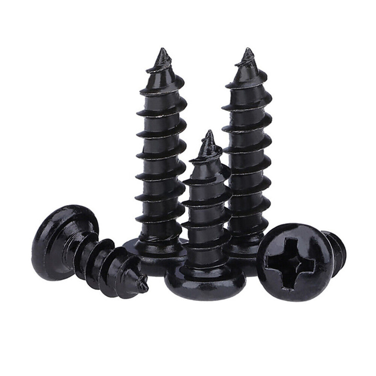 M1.6 M1.7 M1.8 M2 M2.3 M2.5 M2.6 M3 M3.5 M4 Micro Black Steel Phillips Round Pan Head Self Tapping Screw Sheet Metal Wood Screw