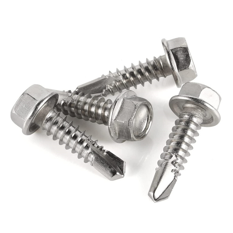 M5.5 M6.3 #8 #10 #12 #14 Stainless Steel 410 Hex Washer Head Self Drilling Sheet Metal Tek Screws