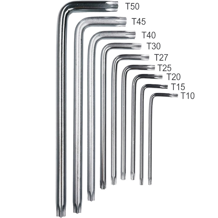 T10 T15 T20 T25 T27  T30 T40 T45 T50 Nickel Plated Steel Screws Driver L Shape Torx Key Wrench