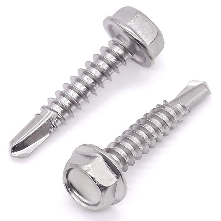 M5.5 M6.3 #8 #10 #12 #14 Stainless Steel 410 Hex Washer Head Self Drilling Sheet Metal Tek Screws