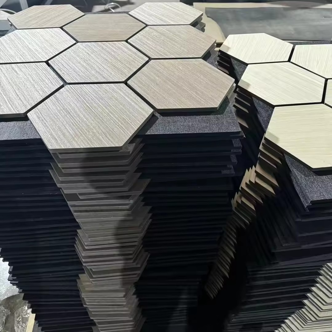 Wood 3d Sound Absorbing Wall Soundproofing Panels Hexagon Wood Wall Decoration acoustic Wall Panel