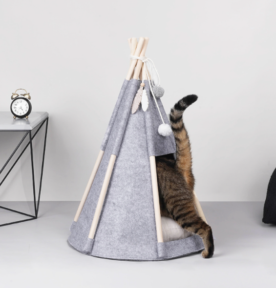 High quality Pet Teepee Dog & Puppy Cat Tents Tipi Bed Portable Houses with Thick Cushion for Pets