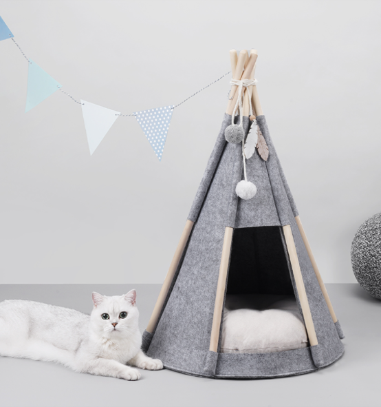 High quality Pet Teepee Dog & Puppy Cat Tents Tipi Bed Portable Houses with Thick Cushion for Pets