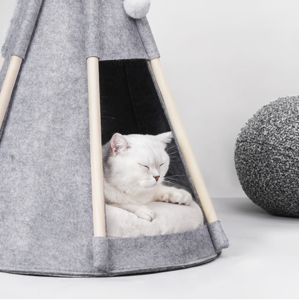 High quality Pet Teepee Dog & Puppy Cat Tents Tipi Bed Portable Houses with Thick Cushion for Pets