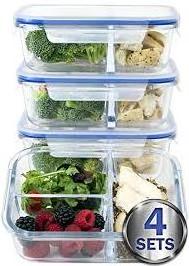 4 pieces glass food container set with BPA free Lock Lid