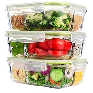 4 pieces glass food container set with BPA free Lock Lid