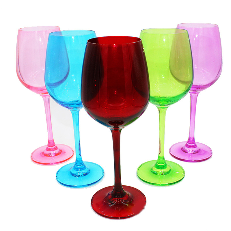 Top seller red wine glass set Manufacturers custom gold wine glasses Hot sale colored pink black wine glass