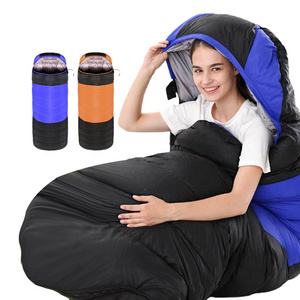 Waterproof thermal ultralight electric heated emergency outdoor winter camping down sleeping bag