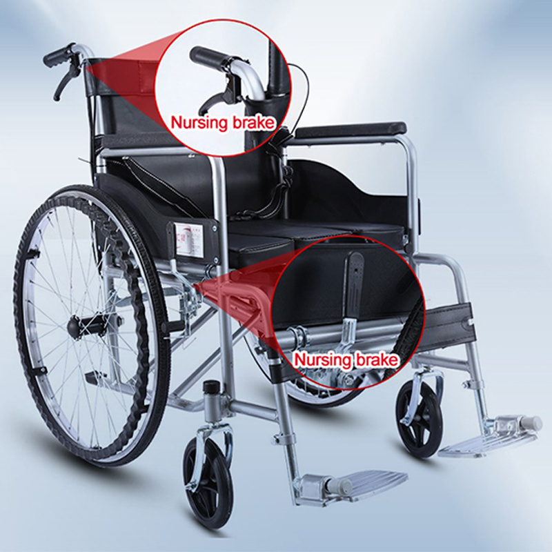 High quality portable foldable manual wheelchair 24 inch solid tire wheelchair with armrest for the elderly and disabled