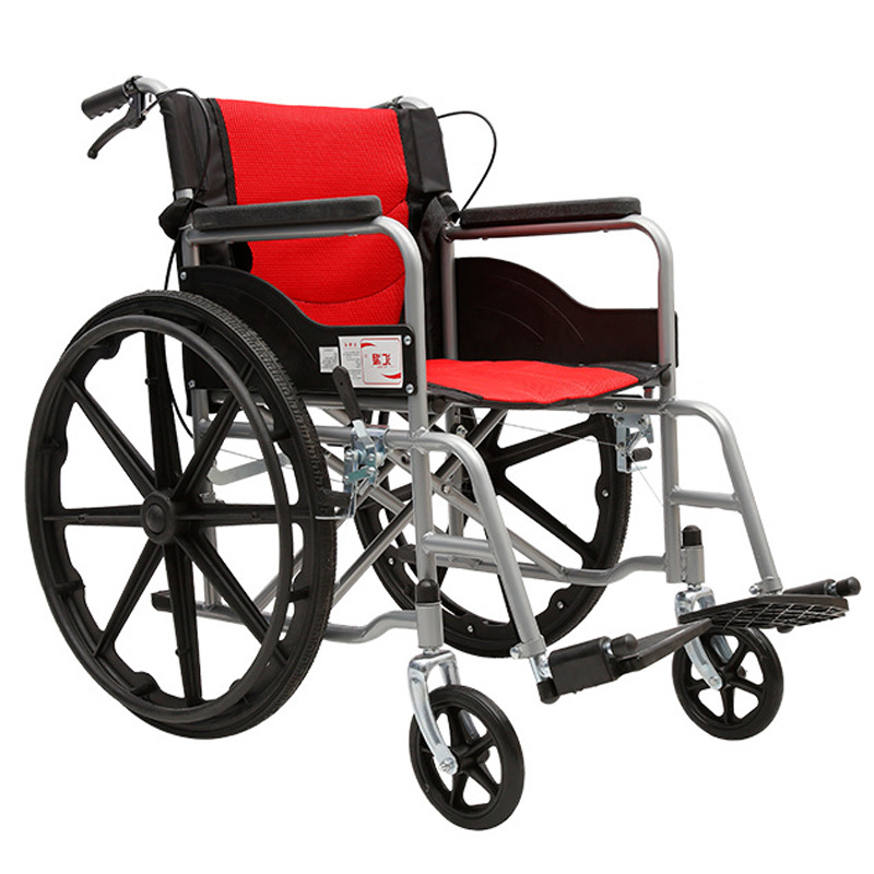 High quality portable foldable manual wheelchair 24 inch solid tire wheelchair with armrest for the elderly and disabled