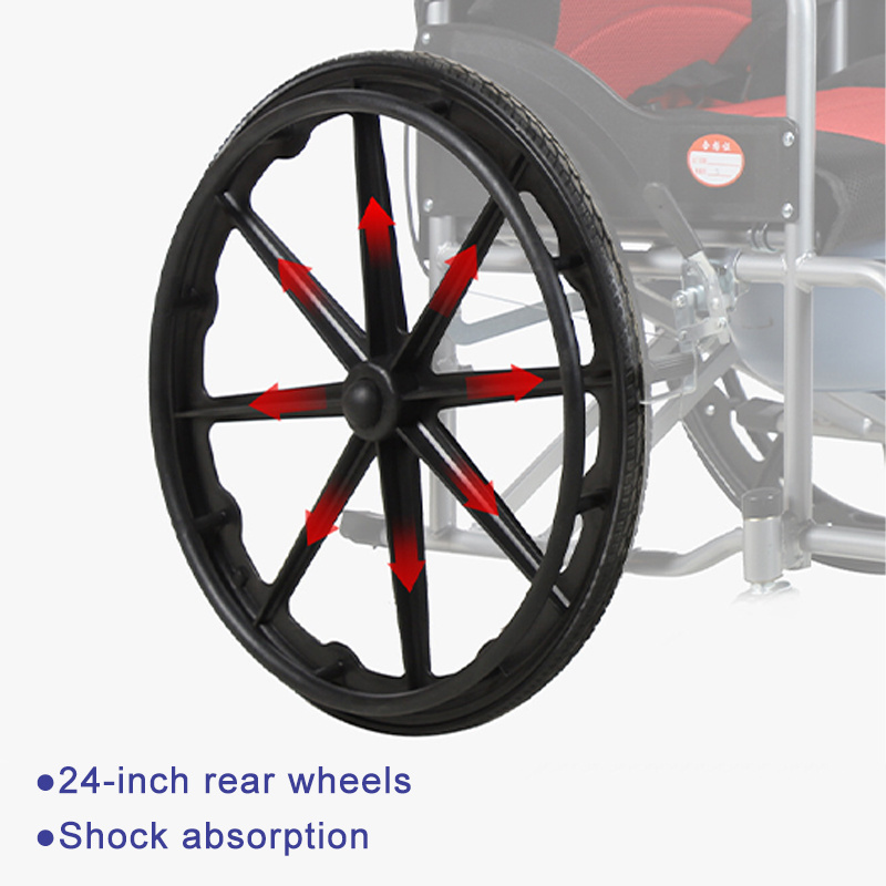 High quality portable foldable manual wheelchair 24 inch solid tire wheelchair with armrest for the elderly and disabled