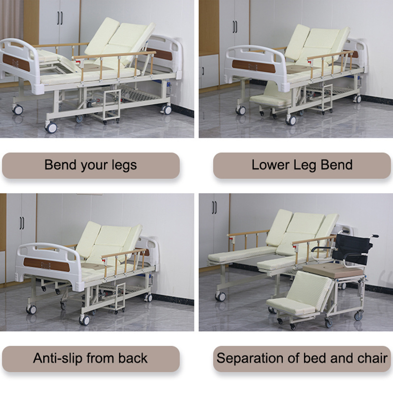 Cheap multifunction Manually Adjustable Elderly Home Care Medical Hospital Wheelchair Bed with Toilet