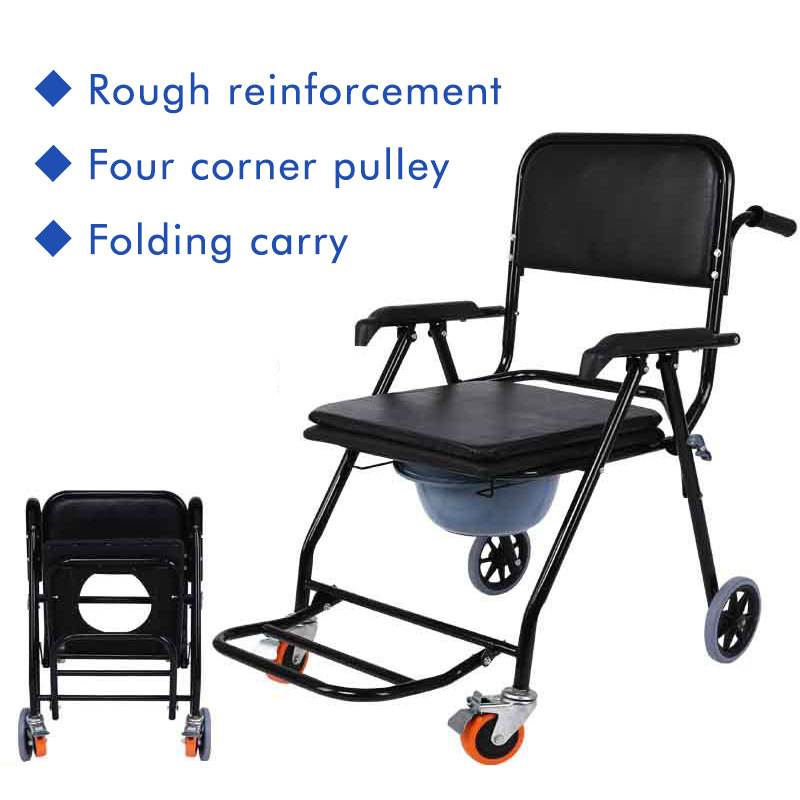 Rolling Shower and Toilet Transport Chair with Wheels and Upholstered Seat for Disabled and Disabled Seniors