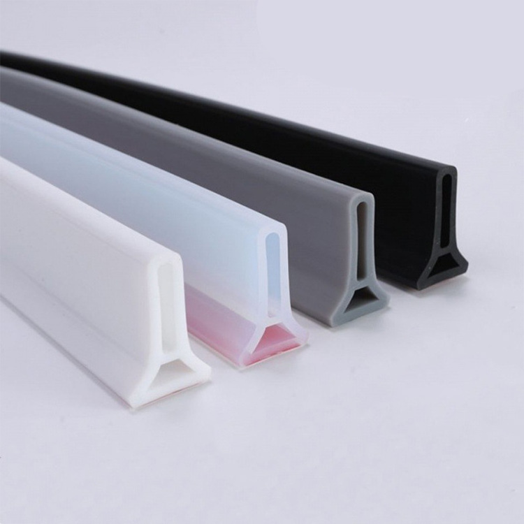 Silicone Rubber Bathroom Wet and Dry Stop Barrier Rubber Backed Self-Adhesive Flexible Collapsible Shower Threshold