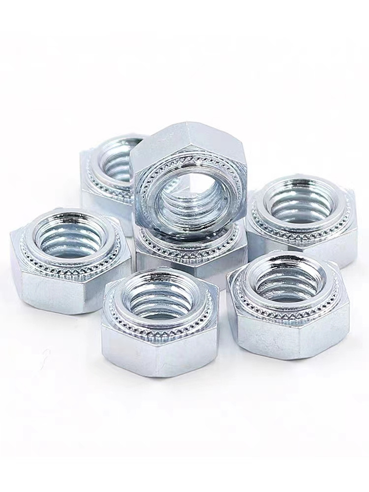 Customizable, factory produced stainless steel/zinc-plated carbon steel hex clinch nuts