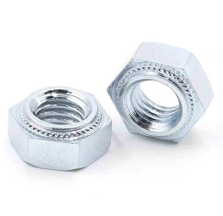 Customizable, factory produced stainless steel/zinc-plated carbon steel hex clinch nuts