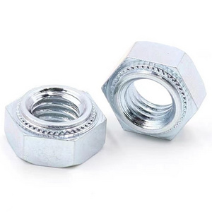 Customizable, factory produced stainless steel/zinc-plated carbon steel hex clinch nuts