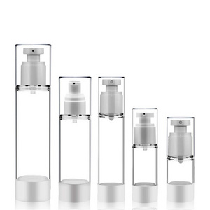 15ml 30ml 50ml 80ml 100ml 120ml AS PP White Clear Refillable Cosmetic Pump Airless Bottle