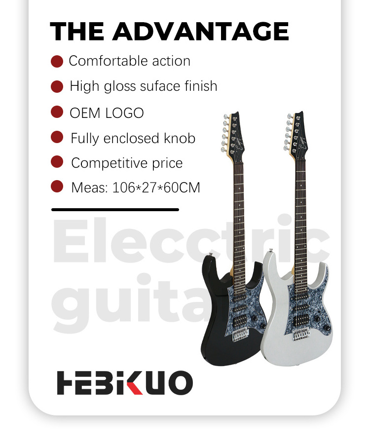 Hebikuo KG-20 Hot Sale Custom Logo OEM bass guitar 6 string Maple Wood High End acoustic electric guitars