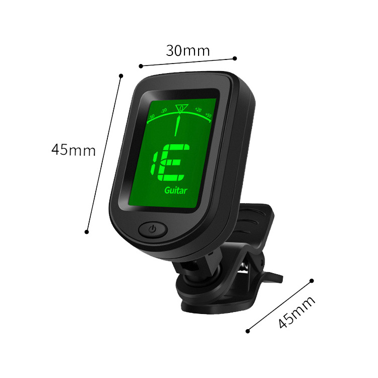 T-75 Guitar Tuner Clip-on Chromatic Digital Tuner LCD Display Mini Size Tuner for Acoustic Guitar Ukulele