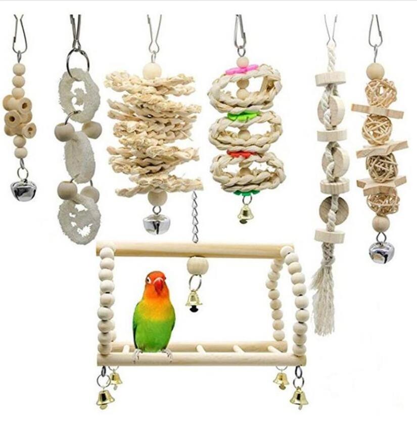 cages of birds Swing Chewing Hanging Perches Toys parrot wooden toys