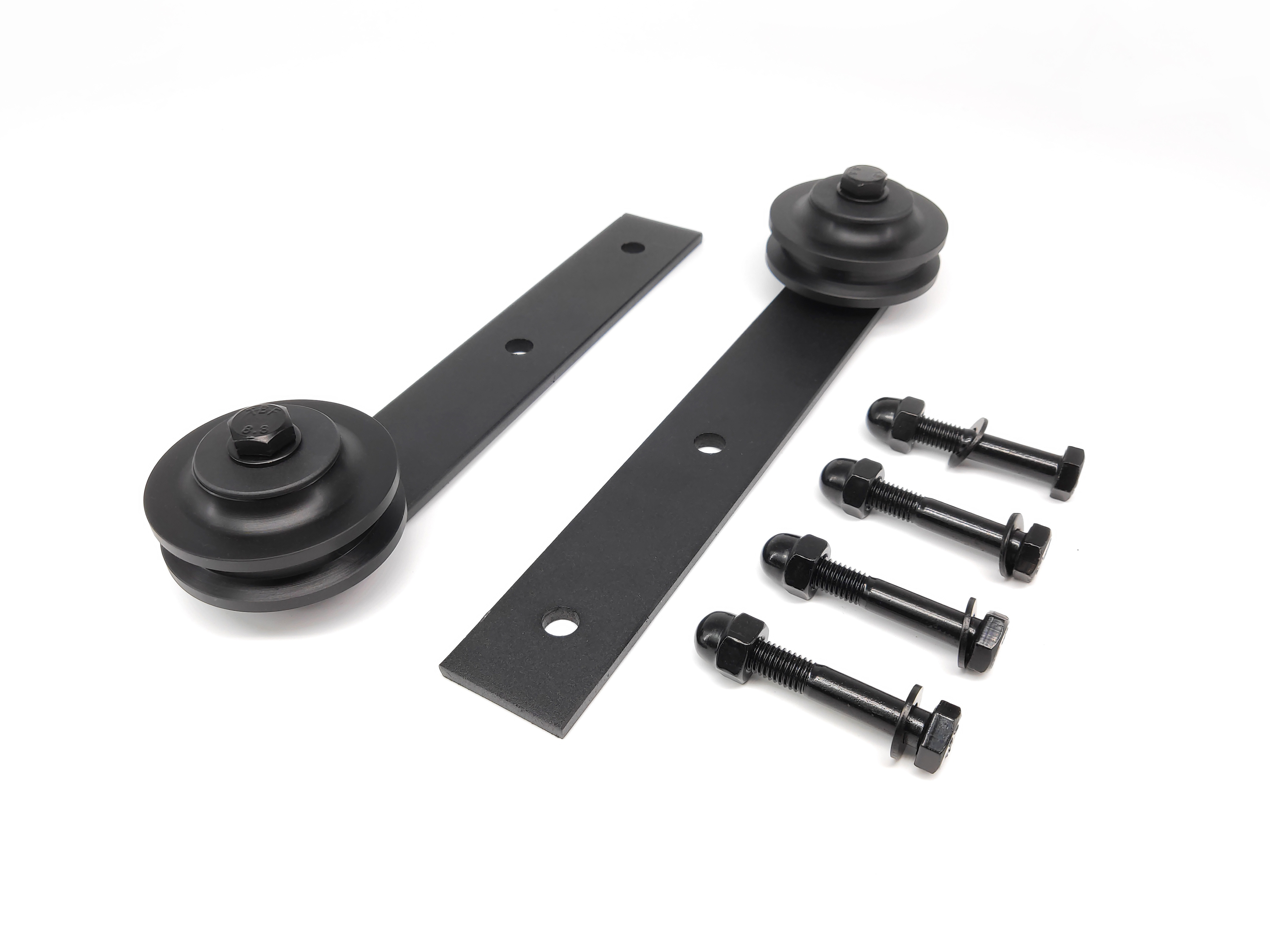 Interior Basic Black Big Spoke Wheel Roller Garage Closet Carbon Steel Flat Track System