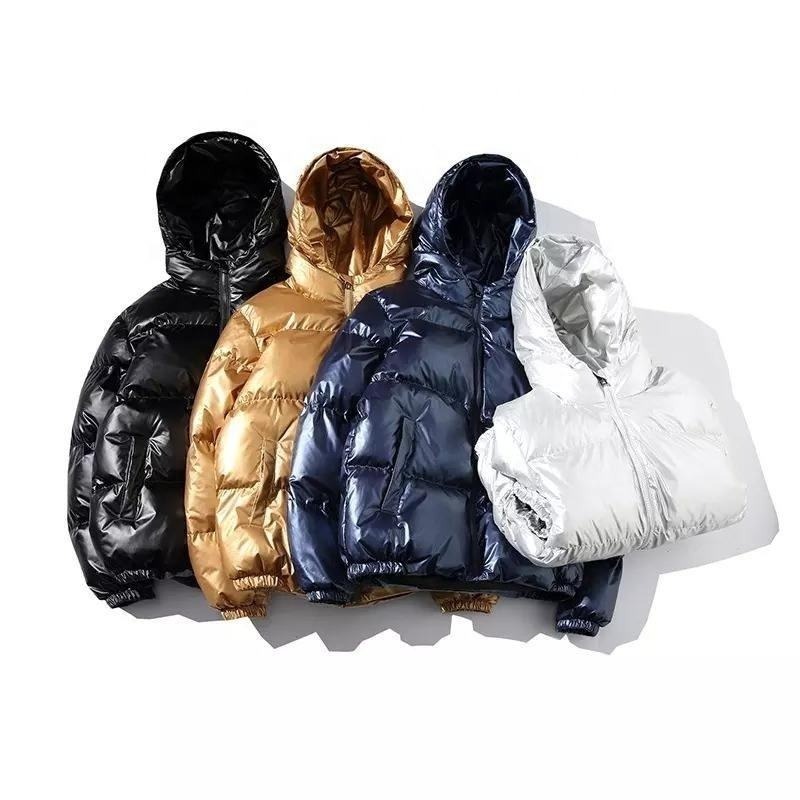 2023 Top Trending NEw Arrivals Fashion Style Shiny Custom Polyester Fabric Men's Puffer Jacket Wholesale Winter Jacket