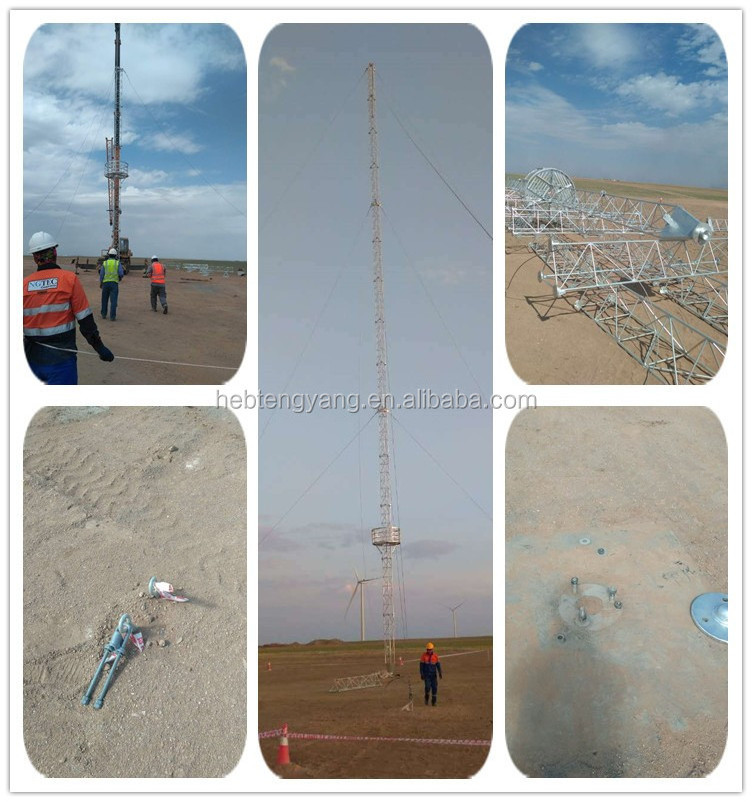 20m 25m 35m 40m 45m 55m 60m Hebei Teng Yang Galvanized  Steel Lattice Multi-platform Telecommunication Antenna Guyed Tower