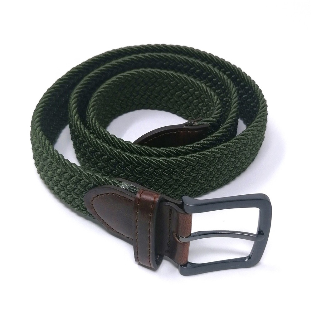 lady belt China supplier wholesale custom fashion army black 3.5cm wide woven belt for women