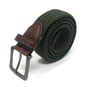 lady belt China supplier wholesale custom fashion army black 3.5cm wide woven belt for women