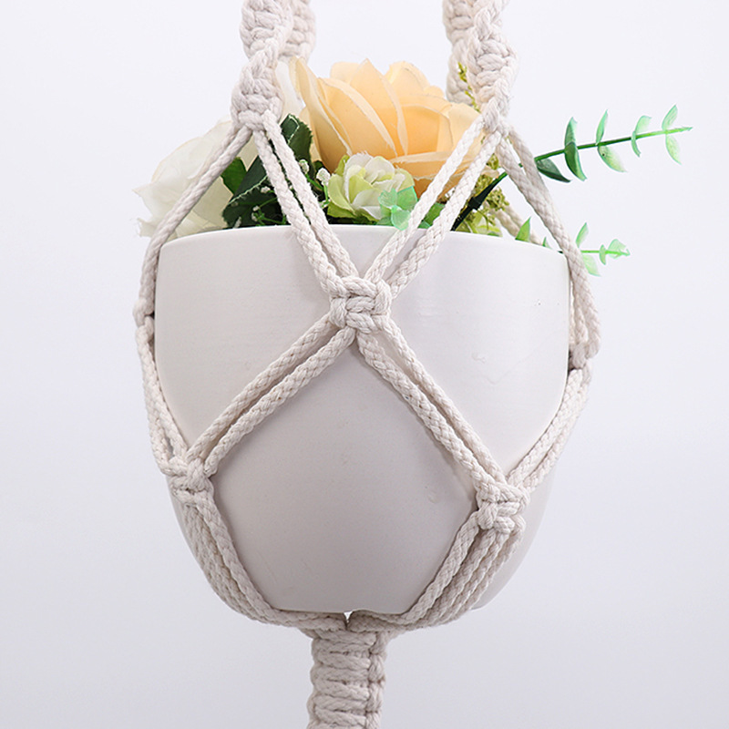 Macrame Plant Hanger Indoor Hanging Planter Basket with Wood Beads