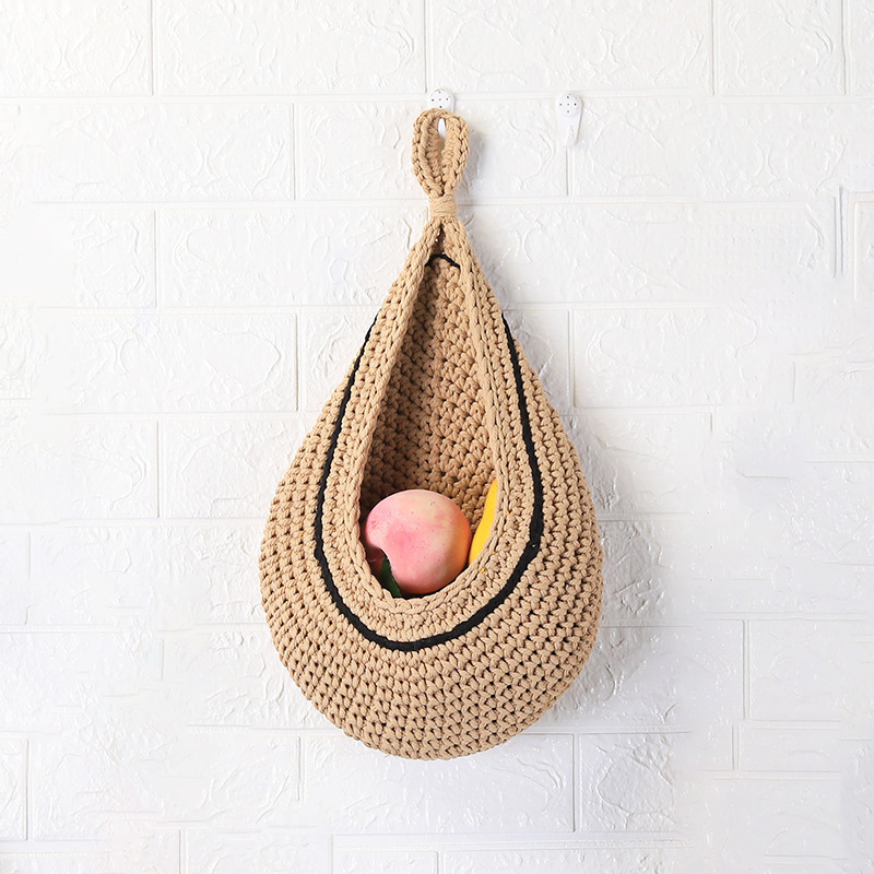 Macrame Hanging Fruit Basket Handmade Woven Jute Wall Hanging Vegetable Fruit Basket Fruit Hammock for Kitchen